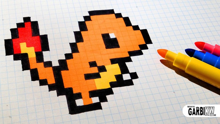 Handmade Pixel Art - How To Draw Charmander #pixelart