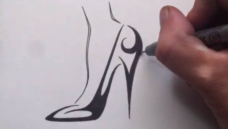 How to Draw a High Heel Shoe - Tribal Tattoo Design