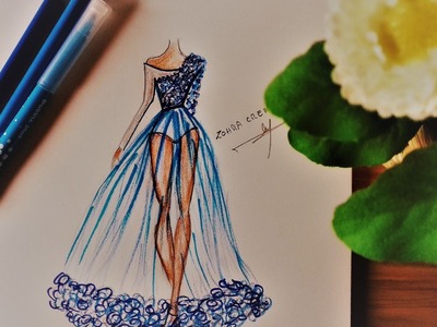 How to Draw Chiffon Dress