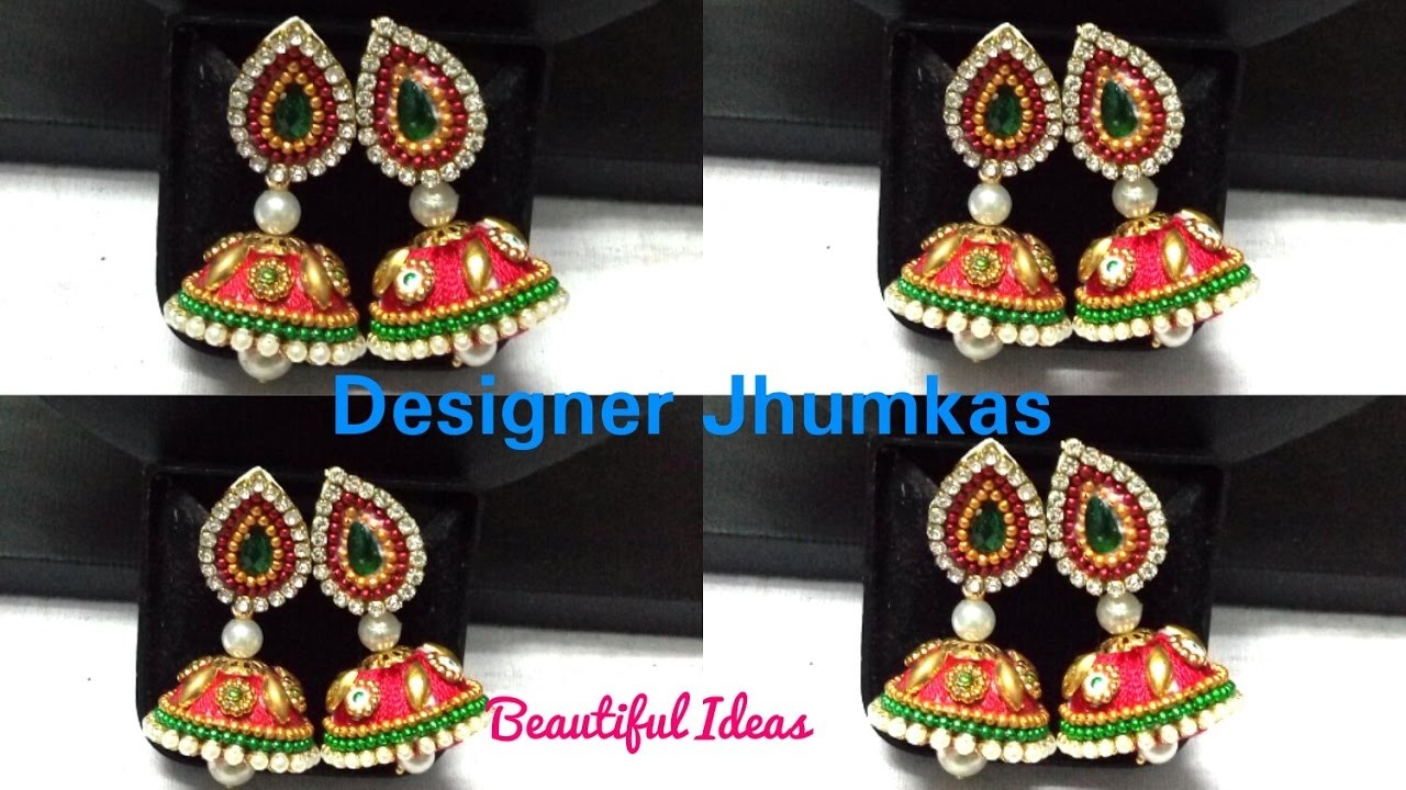 How to make Silk thread Designer Jhumkas.Earrings at Home. Easy and Simple Silk thread Earrings. 