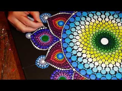 How to paint dot mandalas #14 -Part Two, large canvas practice