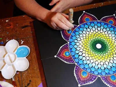 How to paint  dot  mandalas #14- Part One- large canvas practice