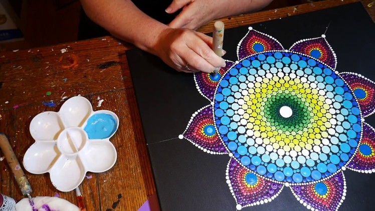 How to paint  dot  mandalas #14- Part One- large canvas practice