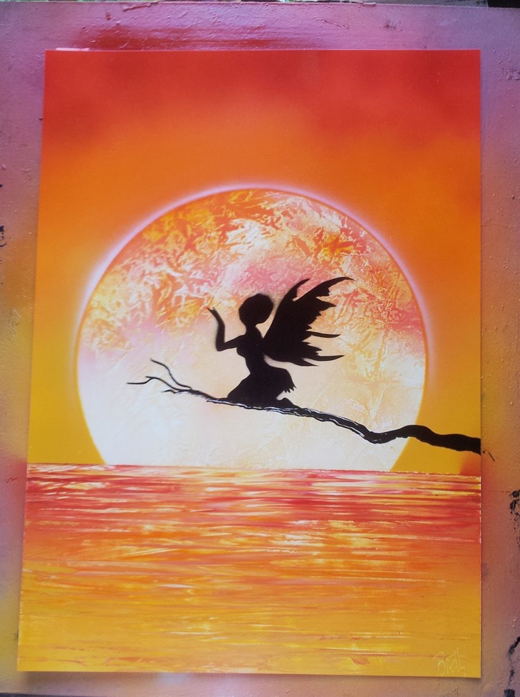 How to Spray Paint Art - Sunset Fairy Full Tutorial