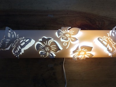 Lampara de pared 50 cm flores y mariposas en PVC