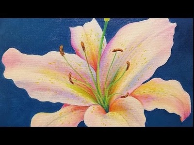 LILY Acrylic Painting Tutorial LIVE Step by Step Flower Fine Art Lesson