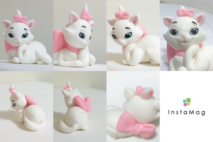 Marie (from Aristocat) made of clay and how to make a ribbon bow with clay