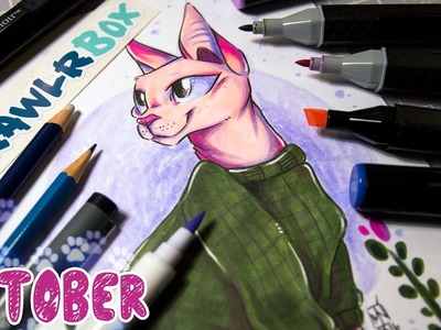 October SCRAWLRBOX + Speed Drawing (Happy Cat!) - GIVEAWAY