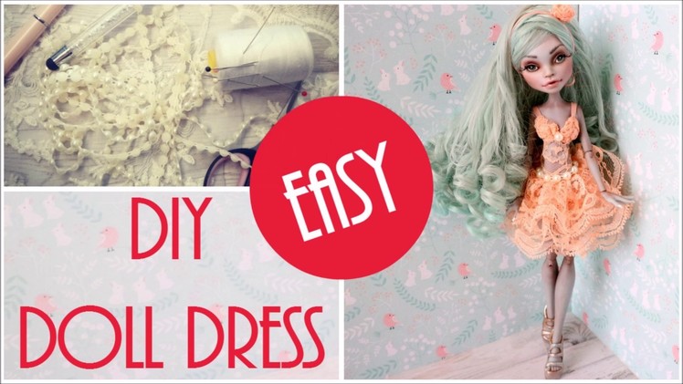 Pretty Doll Dress Easy - How to Make DIY Craft Tutorial. Monster High, Barbie Lace Cocktail Dress