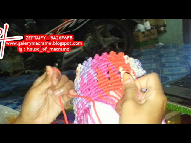 Project macrame bag   how to make macrame wallet motif lightning  by zeptaifyx