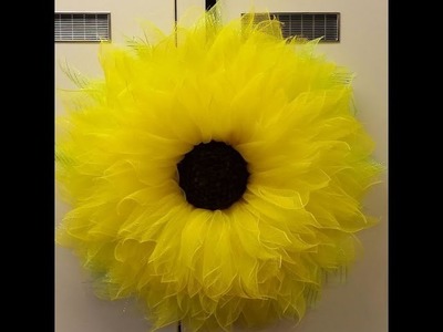 Sunflower Petal Wreath made with deco mesh