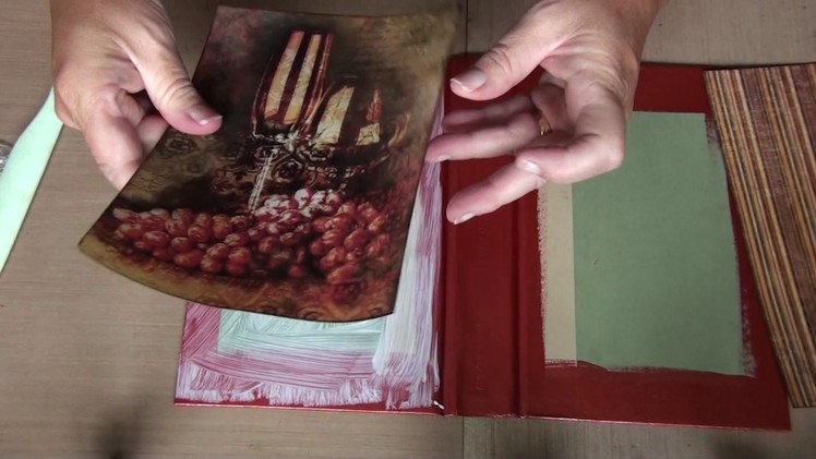 Tutorial on attaching paper to a book cover using a wet glue medium
