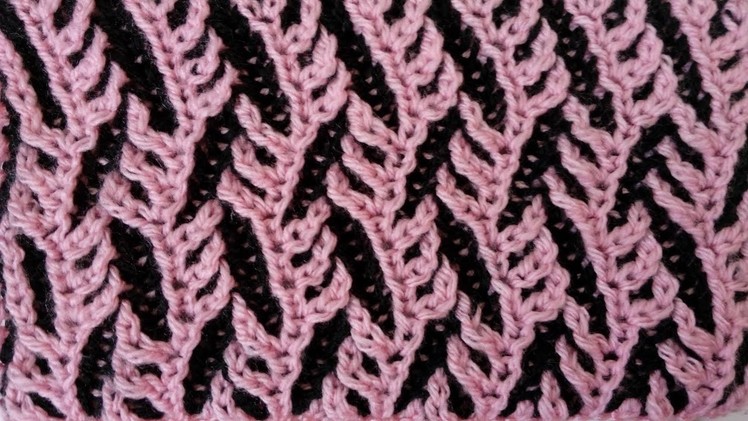 Two-color brioche pattern "Branches" + free chart inserted into video