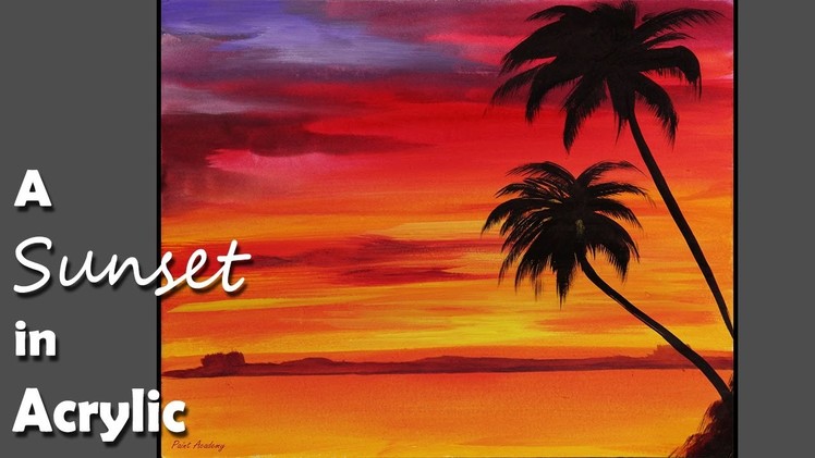 Acrylic Painting : A Sunset in Acrylic Color | Episode-1