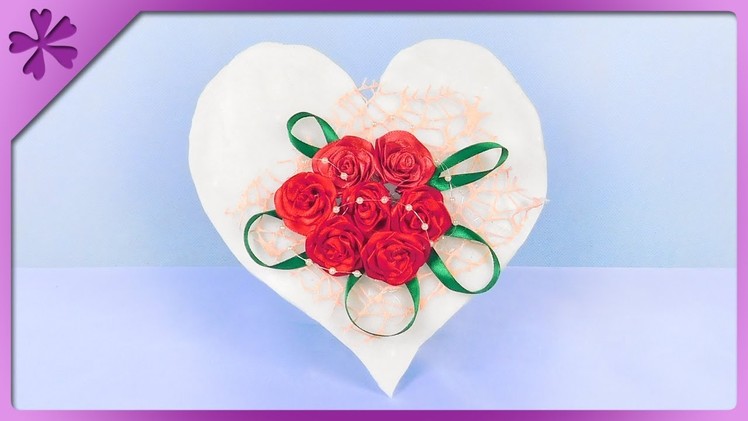 DIY How to make cold porcelain heart and ribbon roses (ENG Subtitles) - Speed up #369