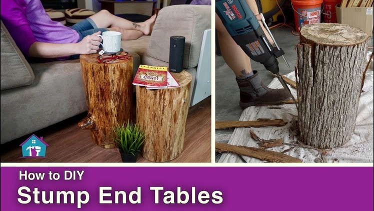DIY Rustic Stump End Tables
