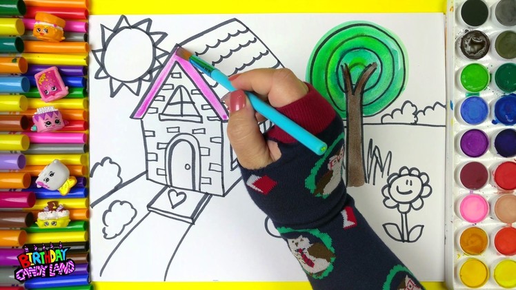 Drawing Country House Coloring Page for Children and Coloring for Kids to Learn to Color