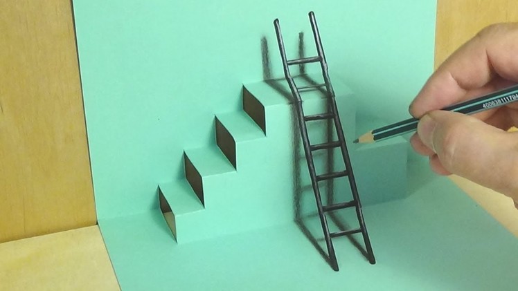 Drawing Mixed Reality Illusion - The Ladder & Staircase - Trick Art on Paper