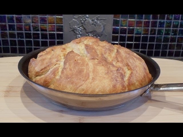 Easy No-Knead Bread Baked in a Skillet (No Dutch Oven.  No Problem)