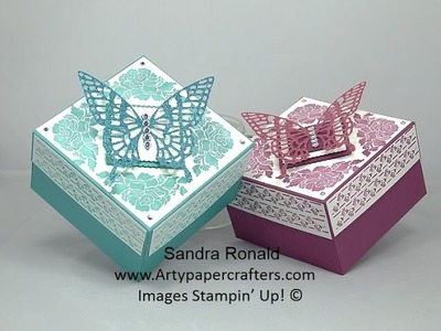 GORGEOUS BUTTERFLY Gift Box using Floral Phrases - SandraR Stampin' Up! Demonstrator Independent