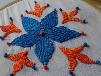 Hand Embroidery Rumanian Stitch Flower Desogn by Amma Arts