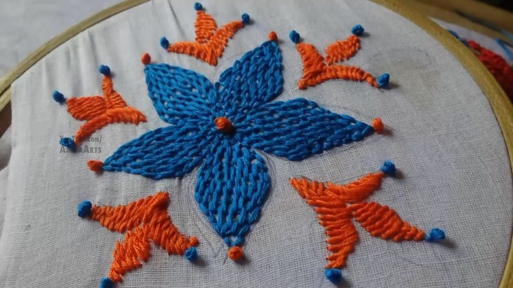 Hand Embroidery Rumanian Stitch Flower Desogn by Amma Arts