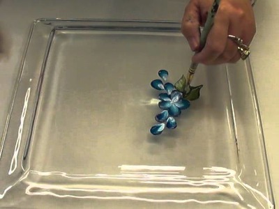 Hand Painting 5 Petal Blue Flowers on Glasses Video