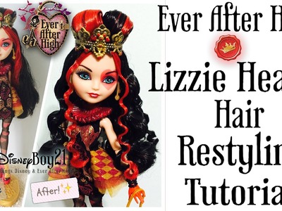 How to Curl Doll Hair Tutorial: Restyling Lizzie Hearts Doll. Makeover - EVER AFTER HIGH