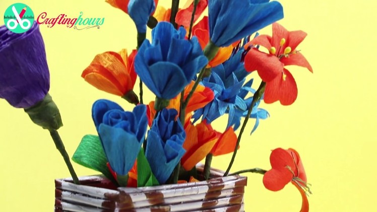 How to Make a Beautiful Flower Vase with Old Newspaper and Cardboard | CraftingHours