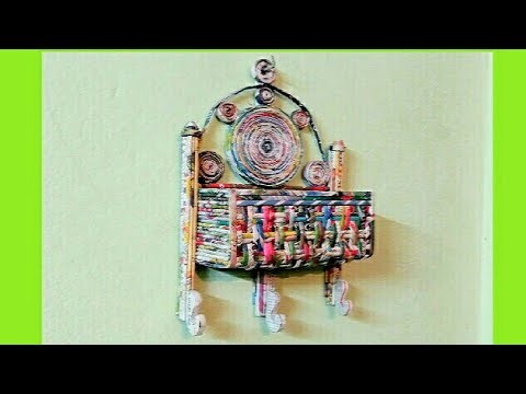 How to make a newspaper Wall basket and Key Holder (UNIQUE)