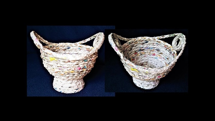 How To Make Basket From Newspaper.  Best Out Of Waste.  DIY Basket. Paper Basket.  Center Piece