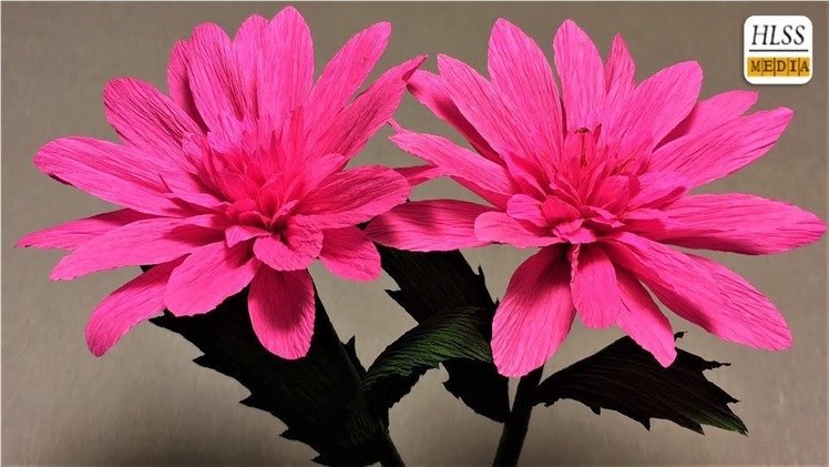 How to make dahlia paper flower| diy dahlia crepe paper flower making tutorials| paper crafts