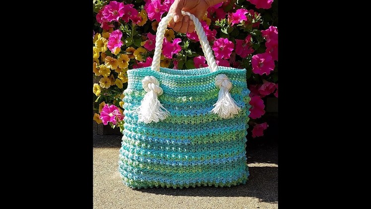 Learn How To Crochet Blue Ocean Breeze Summer Beach Bag TUTORIAL #397