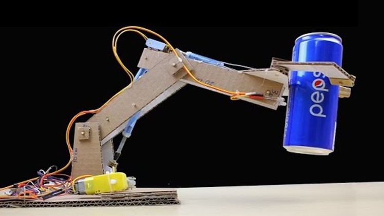 Make RC Robotic arm from cardboard and Dc Motor - Simple JCB Hydraulic (mini Excavator)