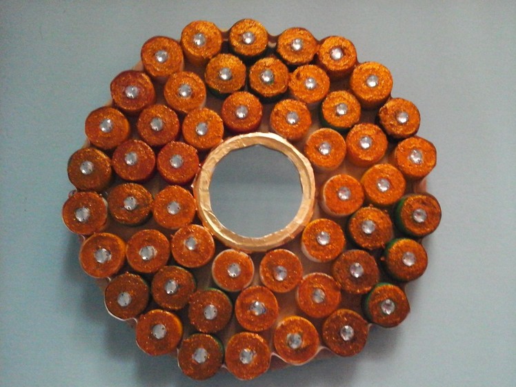 Mirror and Bottle Cap wall decoration idea.