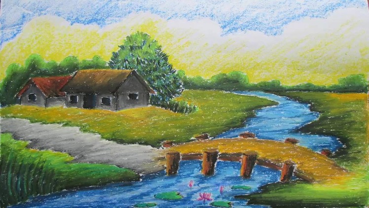 Pastel Tutorial | How to Draw a Village Landscape with Oil Pastels | Episode-9