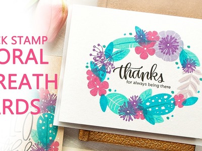 Quick Stamp Floral Wreath Cards