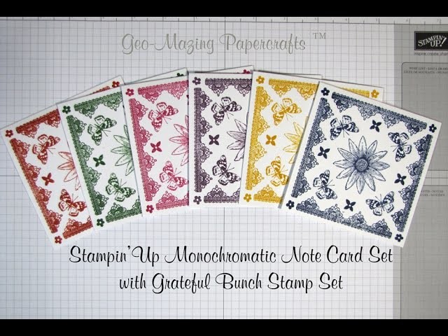 Stampin'Up Monochromatic One Layer Note card set with Retiring Products