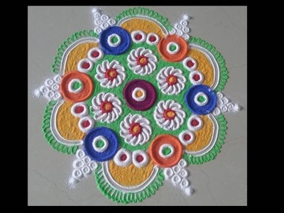 Super easy multicoloured  bangles rangoli design