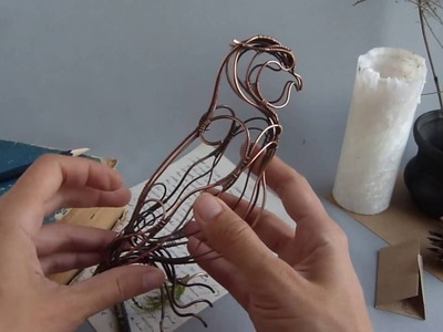 Wire copper sculpture Owl