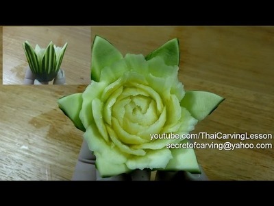 Zucchini flower Carving Design 2,แกะสลักซูกินี่ เป็นดอกไม้แแบบ 2,Lessons 18 for Advance