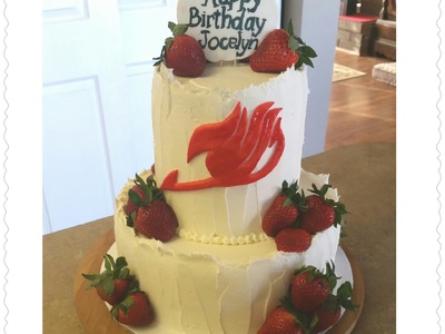 2 tier Fairy Tail anime birthday cake