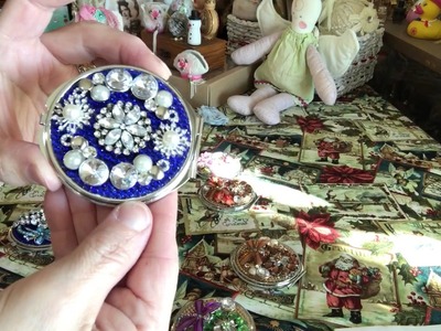 Compact Mirrors decorated with bling and gems