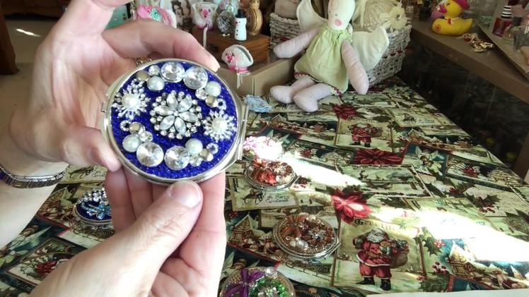 Compact Mirrors decorated with bling and gems