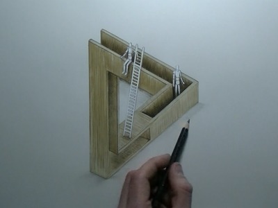 Drawing Optical Illusion: illustration impossible architectural structure.