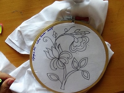 Embroidery Lotus flower sketch design