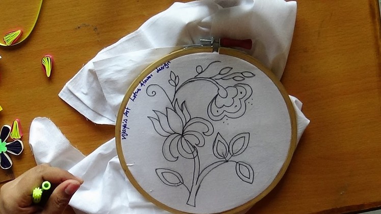 Embroidery Lotus flower sketch design
