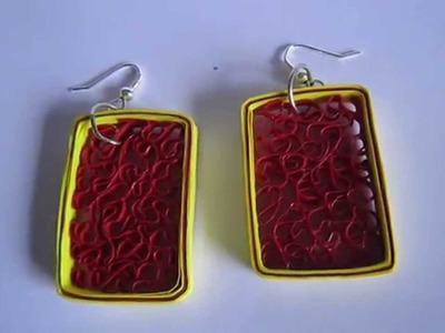 Handmade Jewelry - Paper Beehive Quilling Earrings (Rectangle)