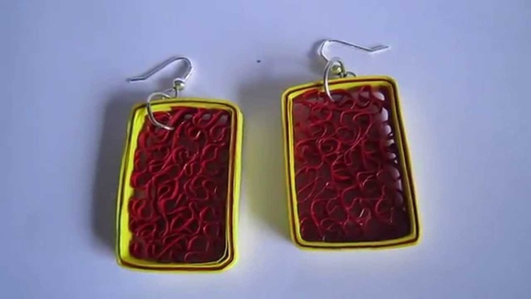 Handmade Jewelry - Paper Beehive Quilling Earrings (Rectangle)