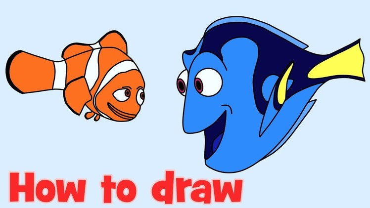 How to draw and coloring Dory with Nemo from Finding Dory